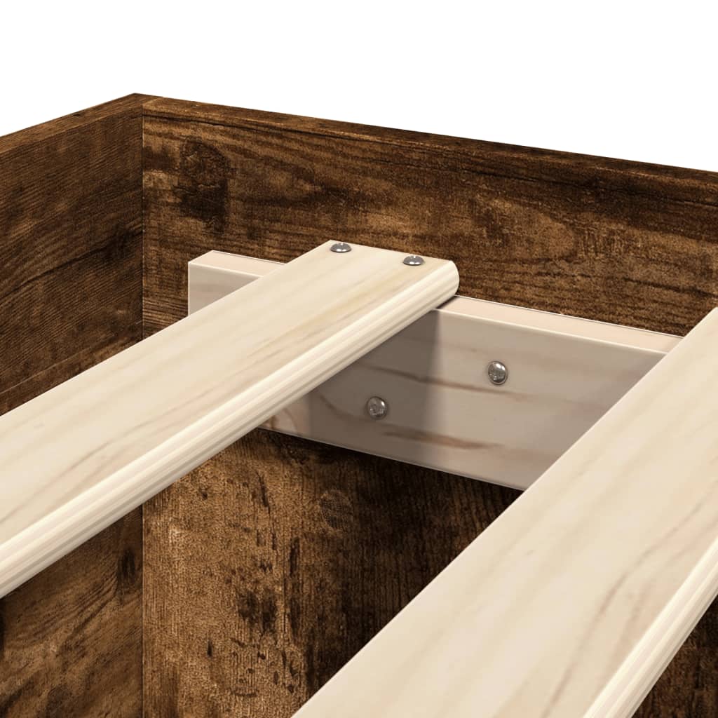 Cadru de pat, stejar fumuriu, 200x200 cm, lemn prelucrat GartenMobel Dekor