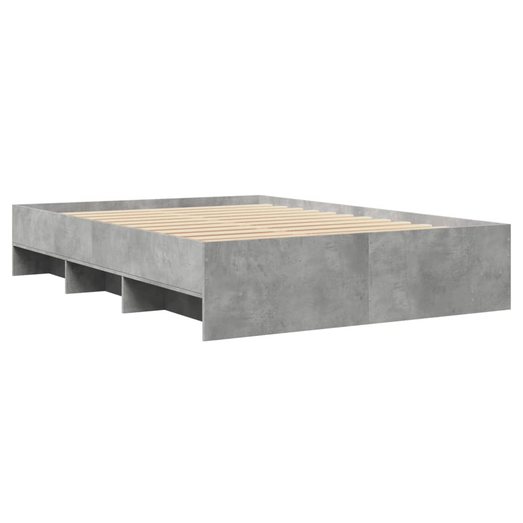 Cadru de pat, gri beton, 140x200 cm, lemn prelucrat GartenMobel Dekor