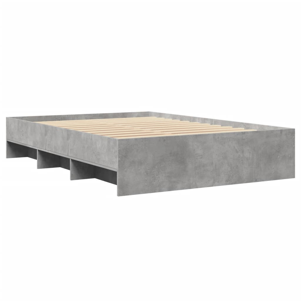 Cadru de pat, gri beton, 140x200 cm, lemn prelucrat GartenMobel Dekor