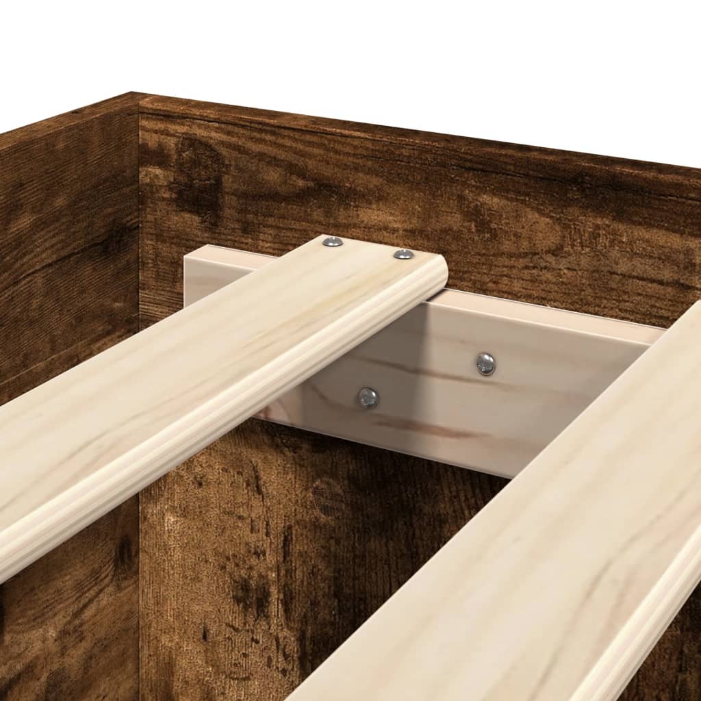 Cadru de pat, stejar afumat, 120x190 cm, lemn prelucrat GartenMobel Dekor