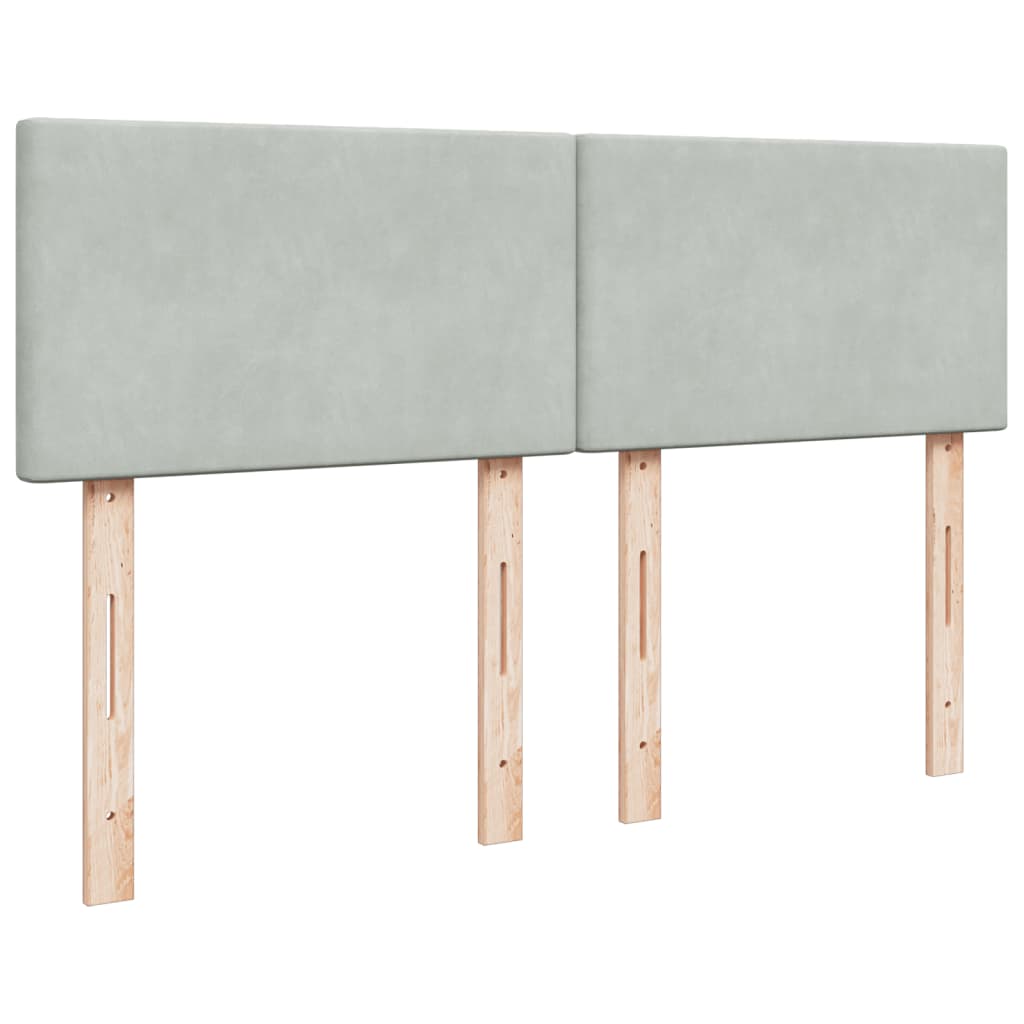 Pat box spring cu saltea, gri deschis, 160x200 cm, catifea GartenMobel Dekor