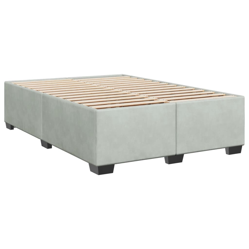 Pat box spring cu saltea, gri deschis, 160x200 cm, catifea GartenMobel Dekor