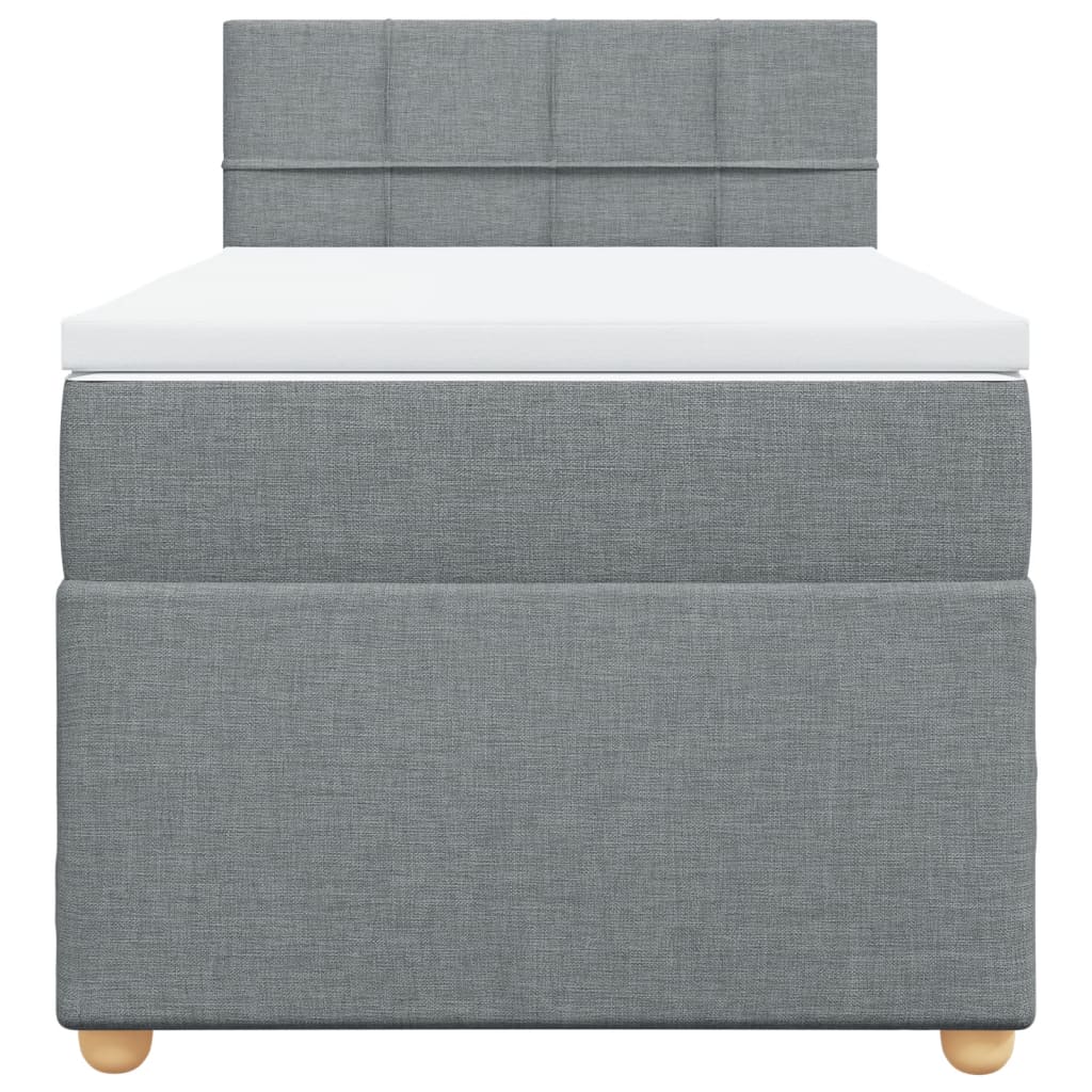 Pat box spring cu saltea, gri deschis, 90x200 cm, textil GartenMobel Dekor