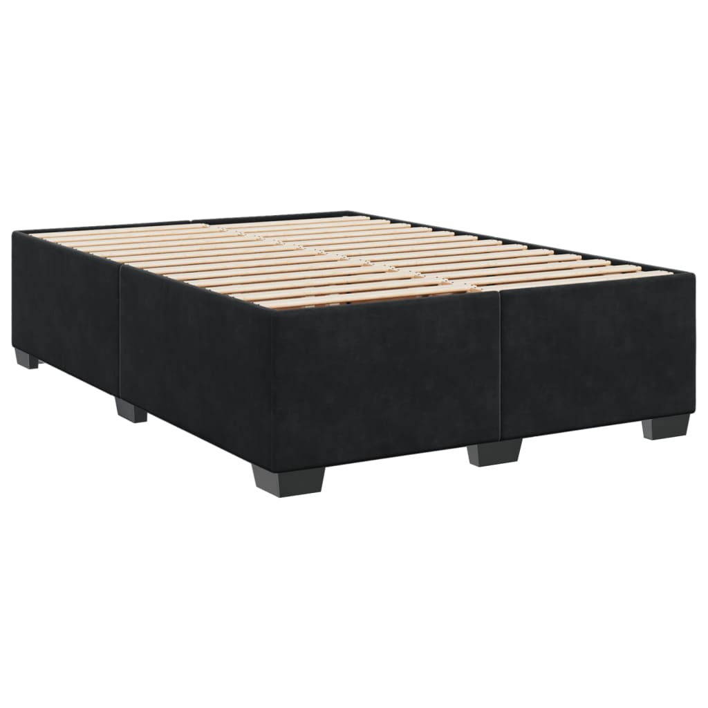 Pat box spring cu saltea, negru, 140x200 cm, catifea GartenMobel Dekor