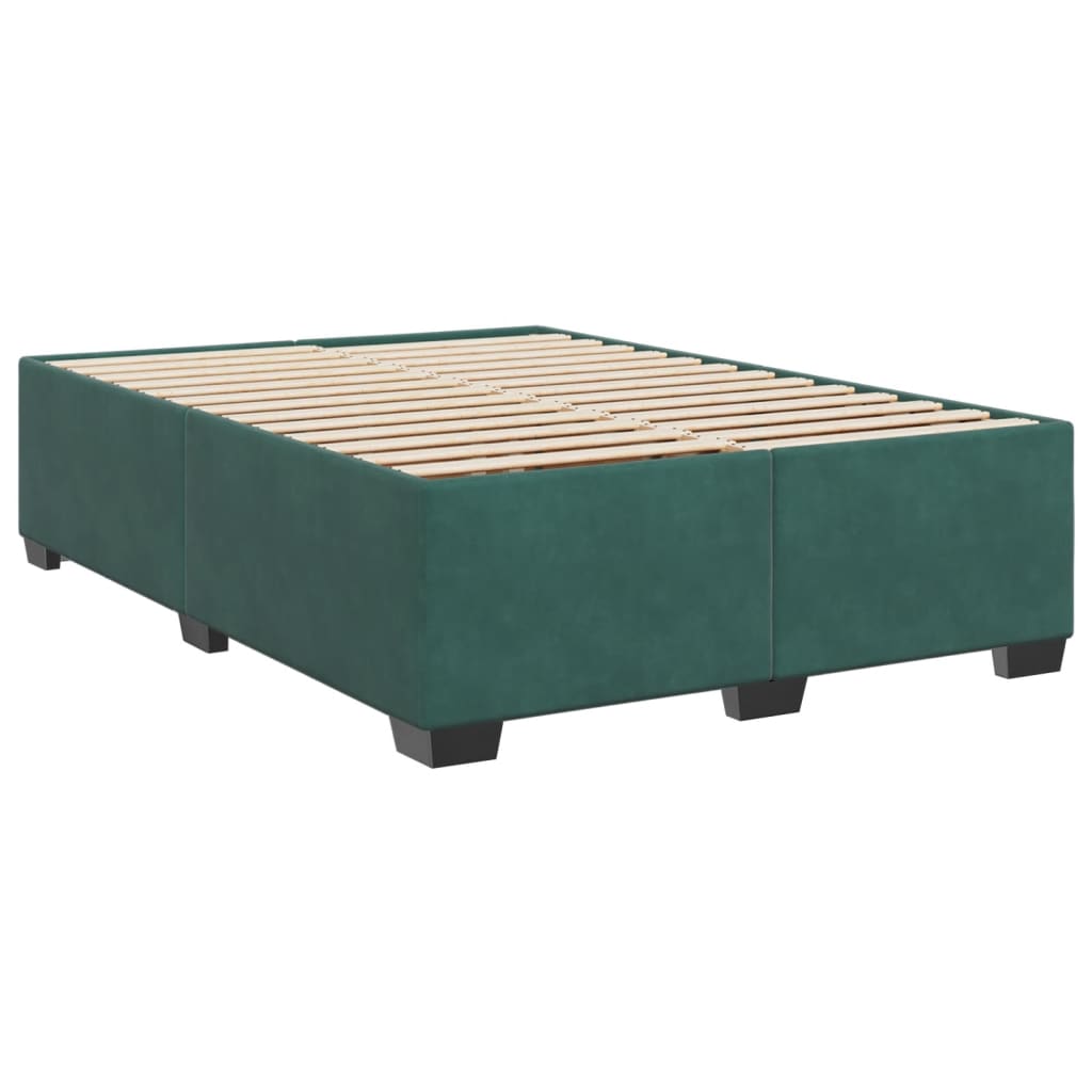 Pat box spring cu saltea, verde închis, 140x200 cm, catifea GartenMobel Dekor