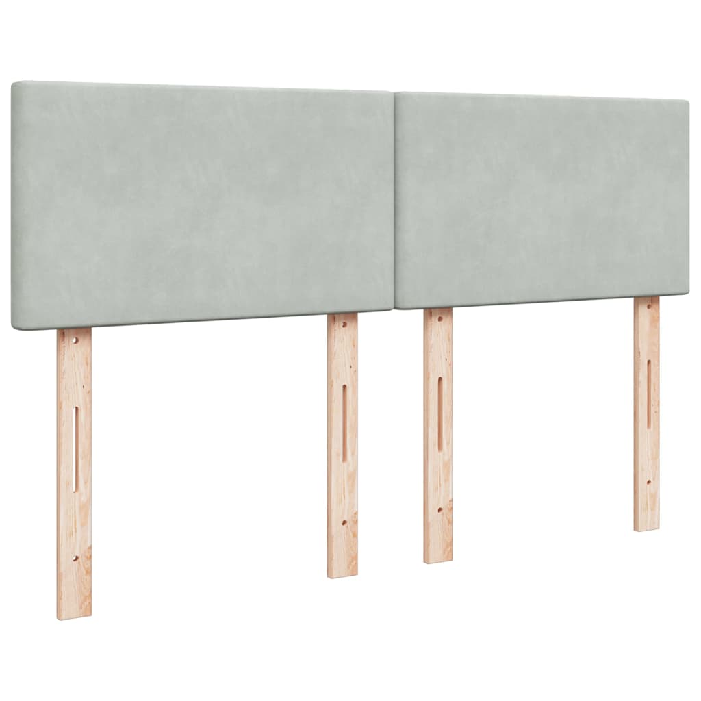 Pat box spring cu saltea, gri deschis, 160x200 cm, catifea GartenMobel Dekor