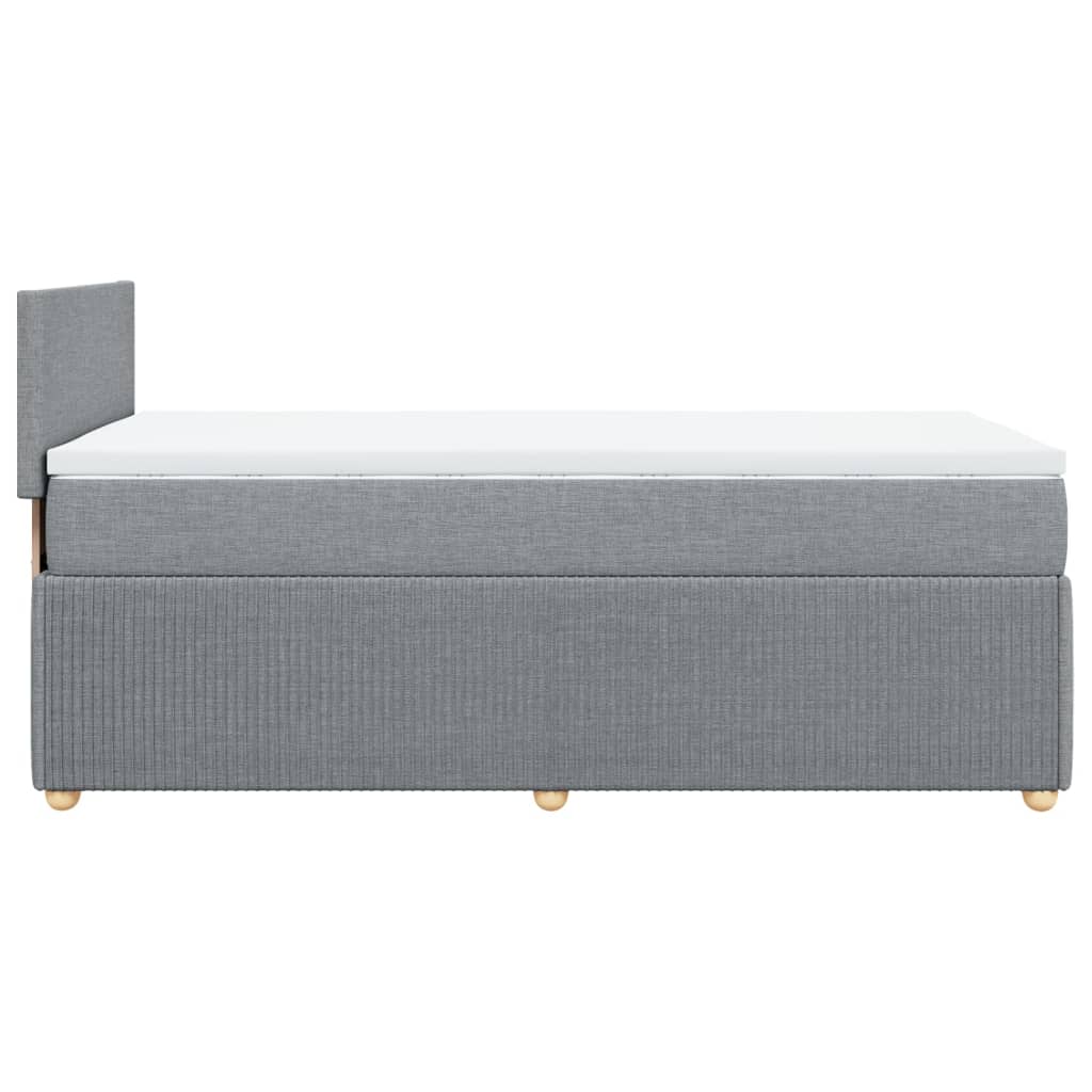 Pat box spring cu saltea, gri deschis, 90x190 cm, textil GartenMobel Dekor