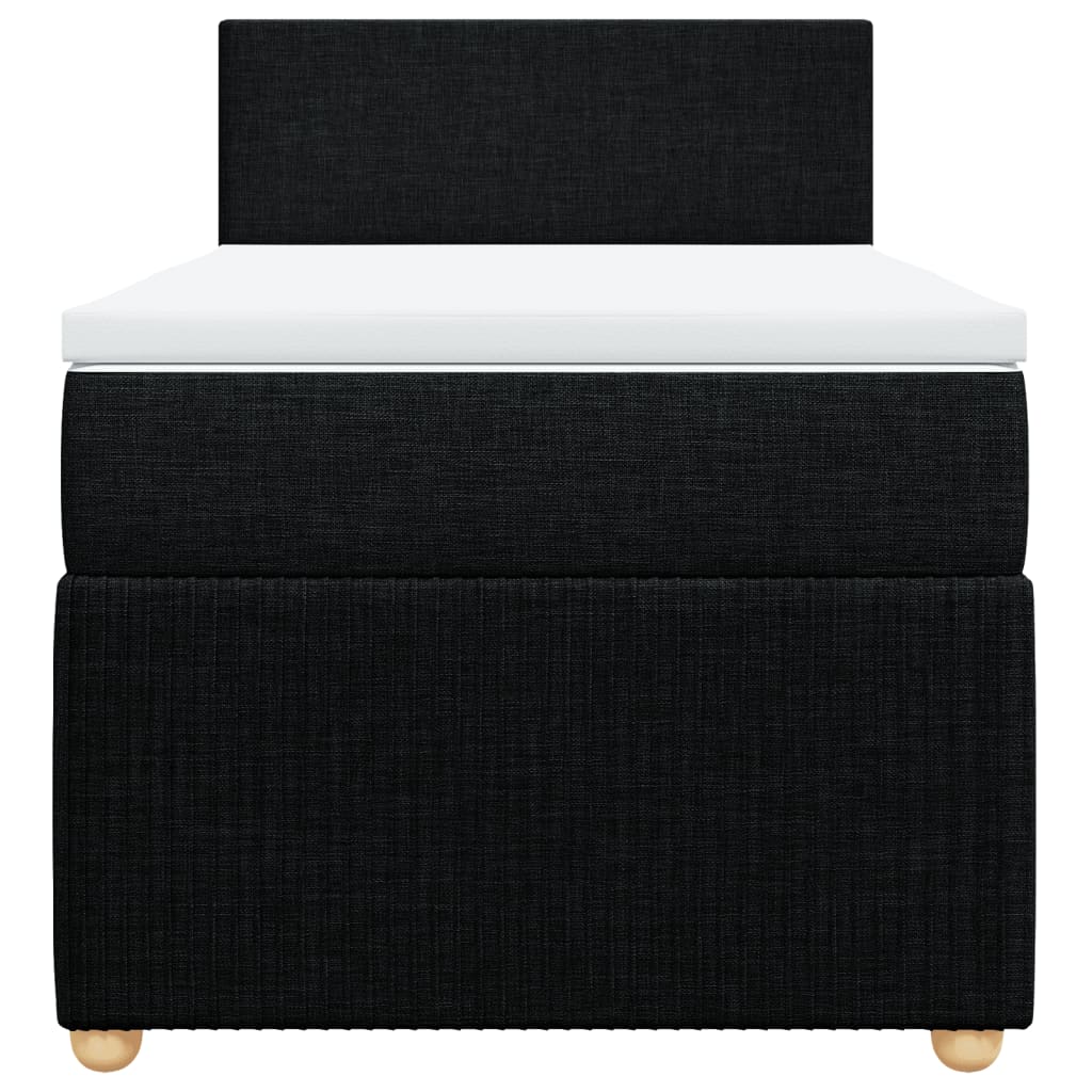 Pat box spring cu saltea, negru, 90x190 cm, textil GartenMobel Dekor