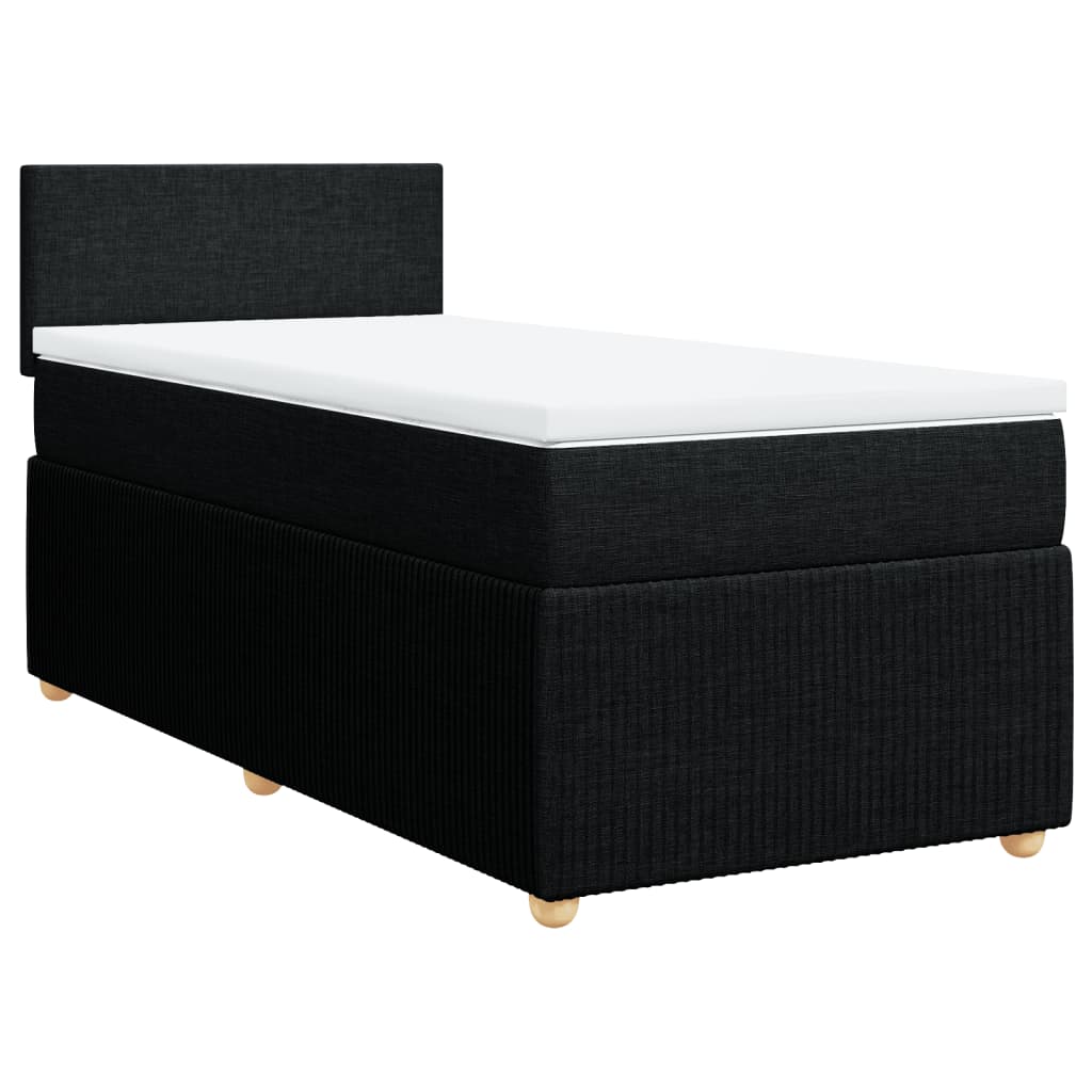 Pat box spring cu saltea, negru, 90x190 cm, textil GartenMobel Dekor