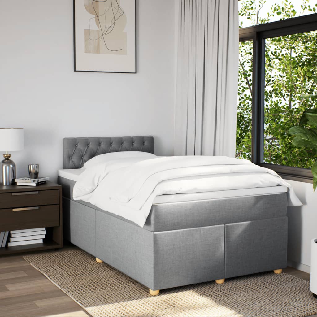 Pat continental cu saltea, gri deschis, 120x200 cm, textil GartenMobel Dekor