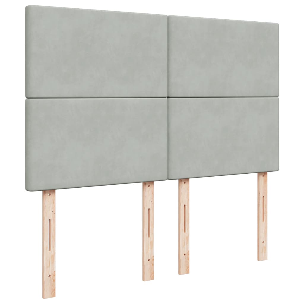 Pat box spring cu saltea, gri deschis, 140x190 cm, catifea GartenMobel Dekor