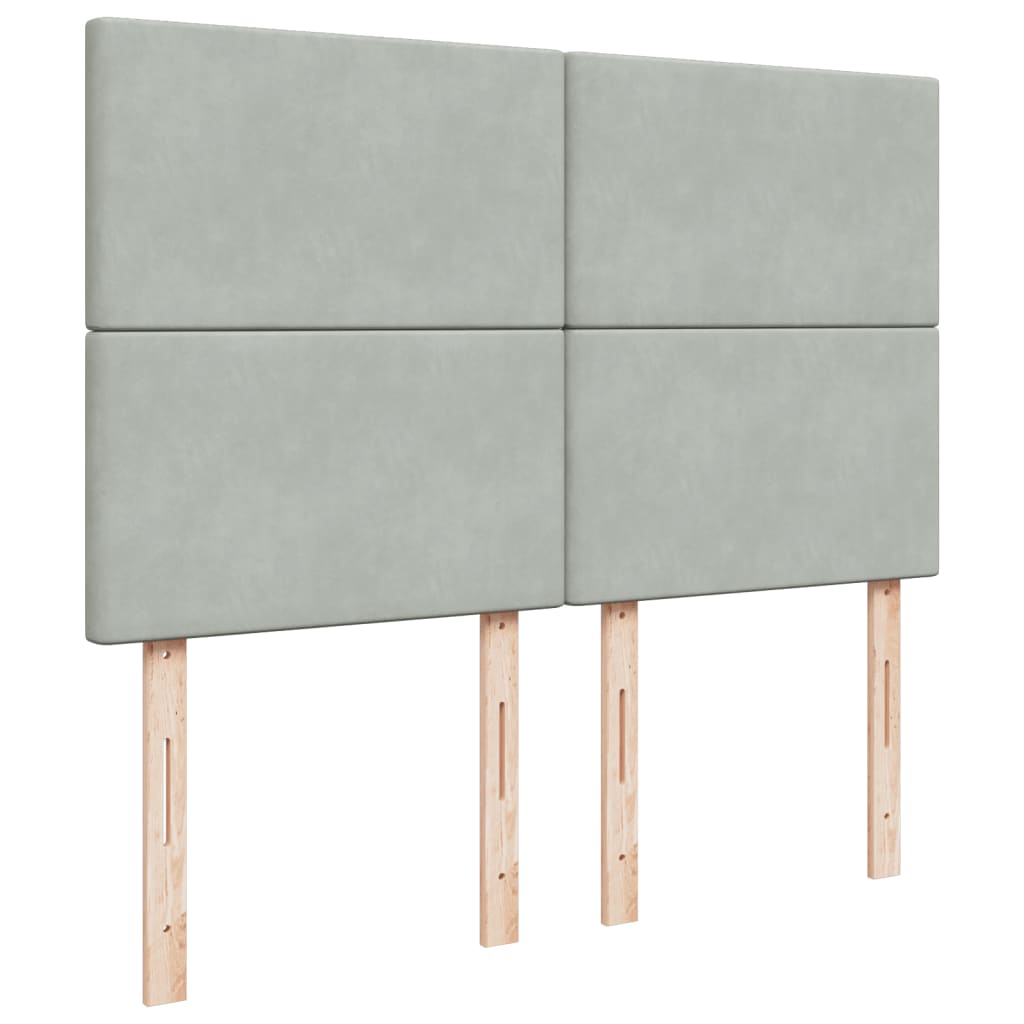 Pat box spring cu saltea, gri deschis, 160x200 cm, catifea GartenMobel Dekor