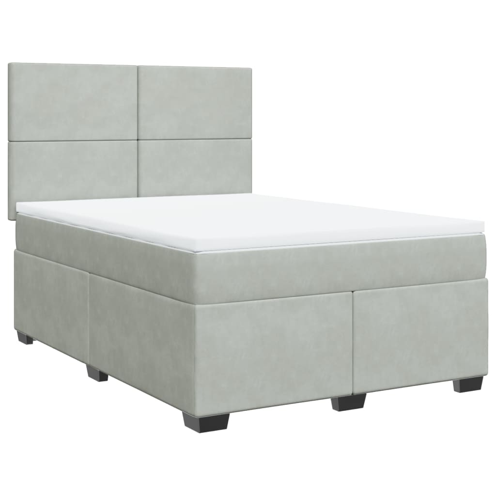 Pat box spring cu saltea, gri deschis, 160x200 cm, catifea GartenMobel Dekor
