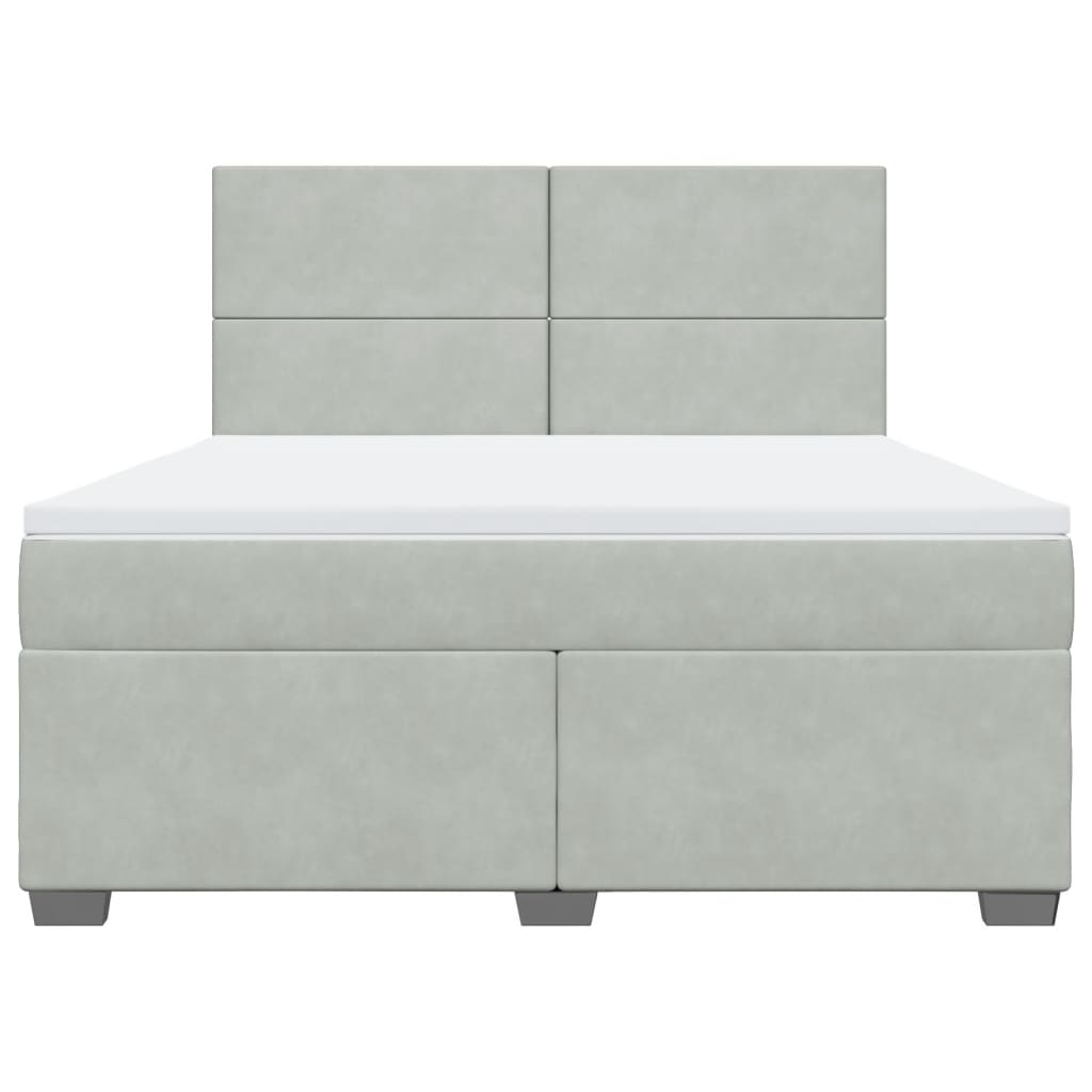 Pat box spring cu saltea, gri deschis, 180x200 cm, catifea GartenMobel Dekor