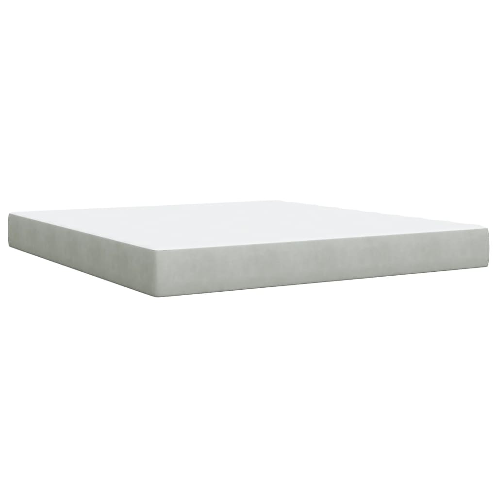 Pat box spring cu saltea, gri deschis, 180x200 cm, catifea GartenMobel Dekor