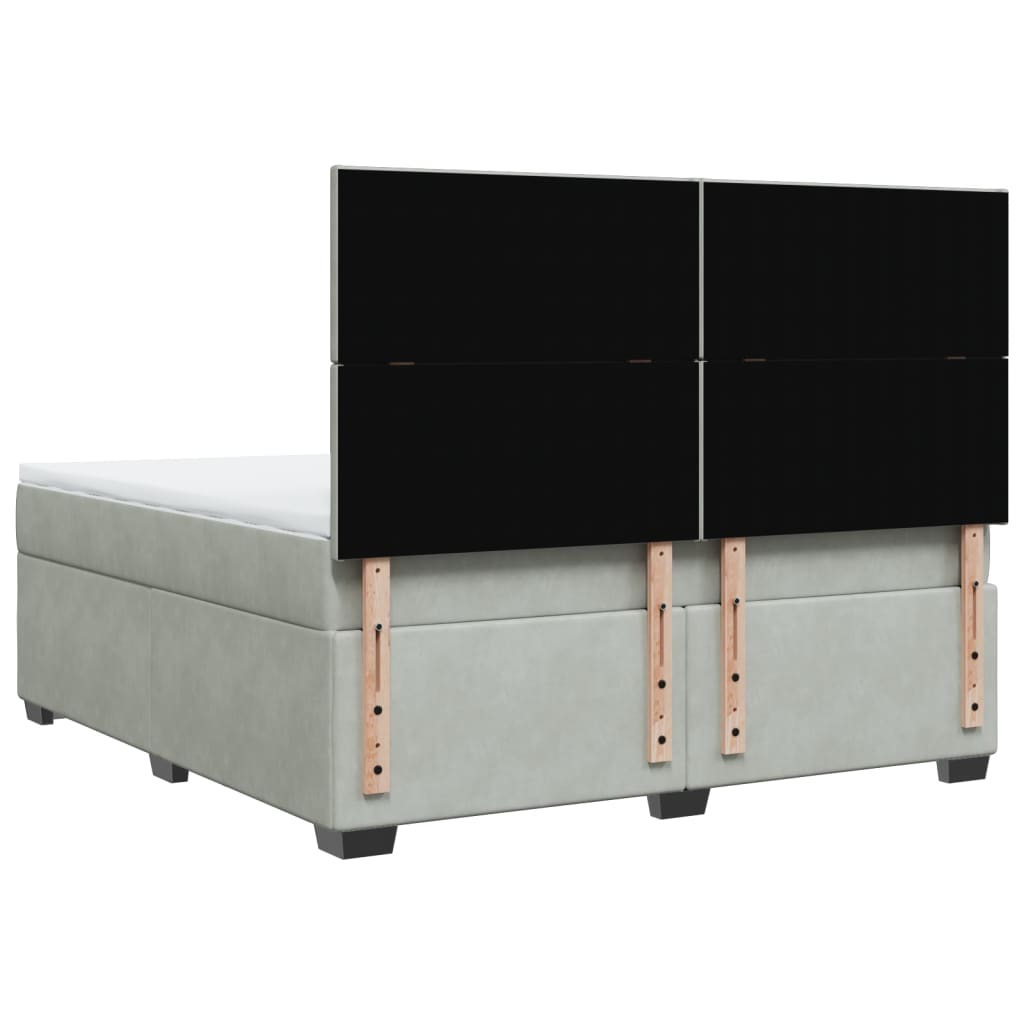 Pat box spring cu saltea, gri deschis, 180x200 cm, catifea GartenMobel Dekor