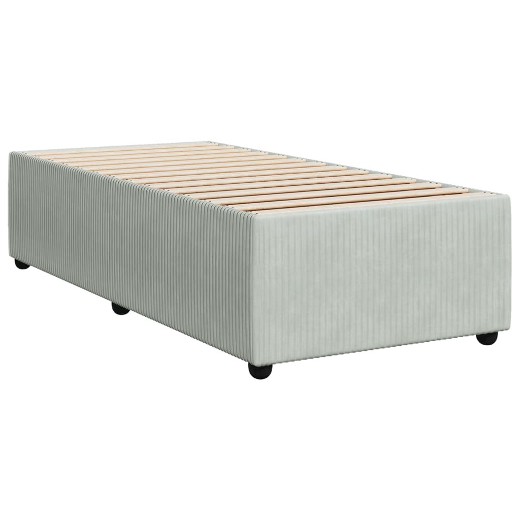 Pat box spring cu saltea, gri deschis, 90x200 cm, catifea GartenMobel Dekor