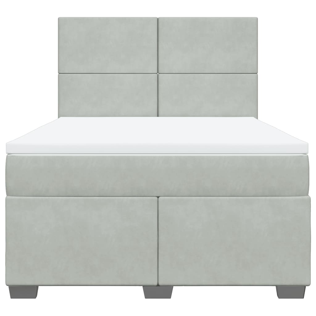 Pat box spring cu saltea, gri deschis, 160x200 cm, catifea GartenMobel Dekor