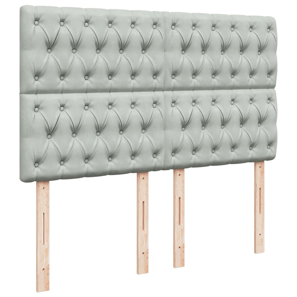 Pat box spring cu saltea, gri deschis, 160x200 cm, catifea GartenMobel Dekor