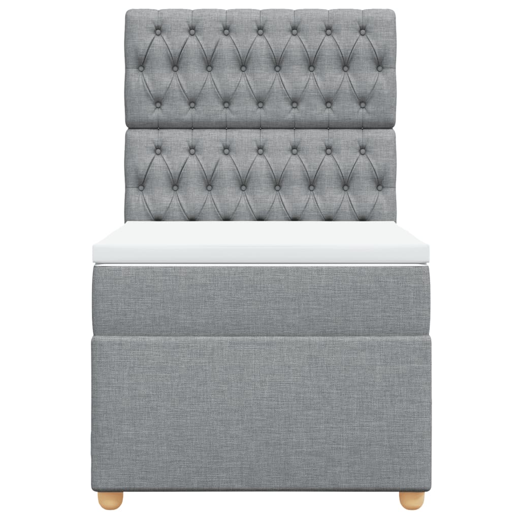 Pat box spring cu saltea, gri deschis, 90x200 cm, textil GartenMobel Dekor