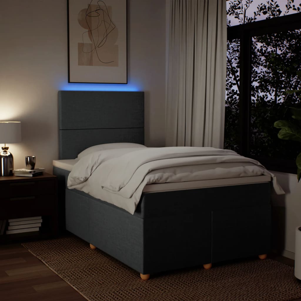 Pat box spring cu saltea, gri închis, 120x190 cm, textil GartenMobel Dekor