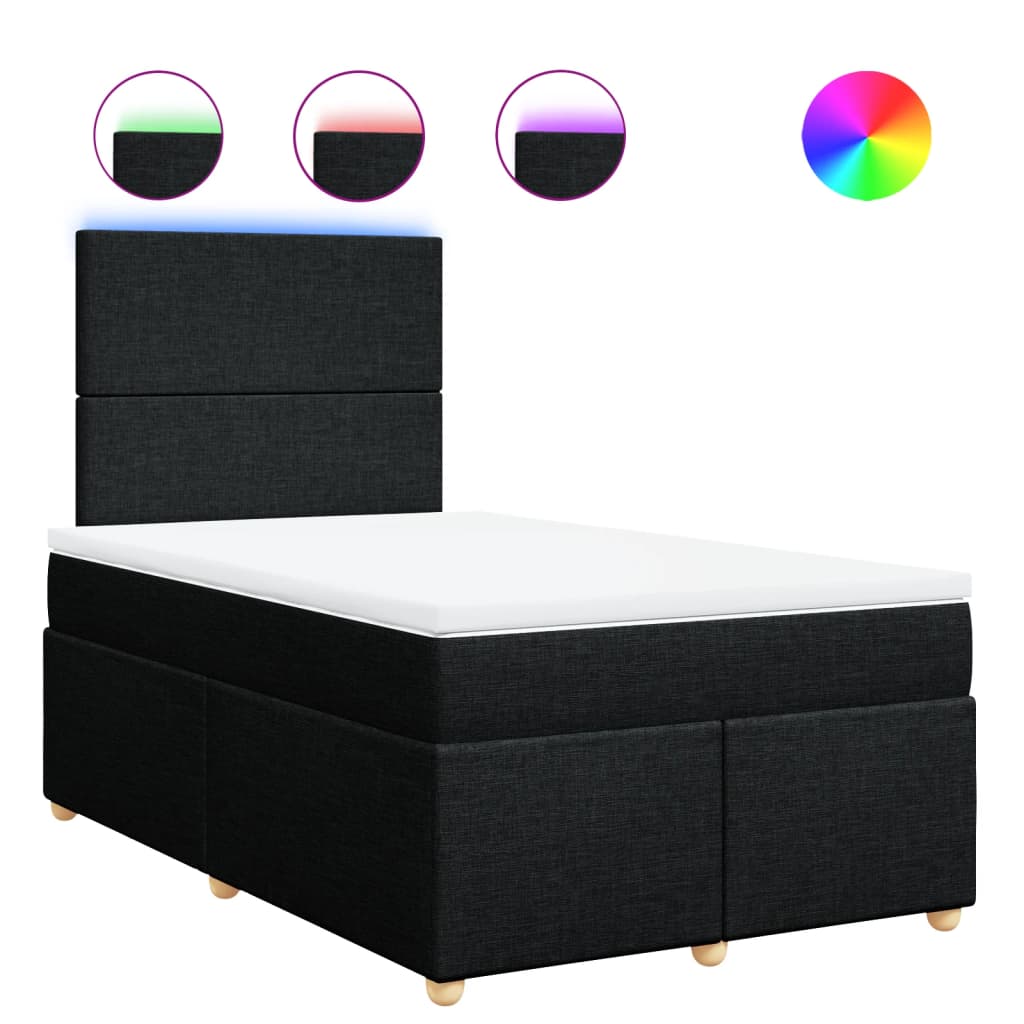 Pat box spring cu saltea, negru, 120x200 cm, textil GartenMobel Dekor