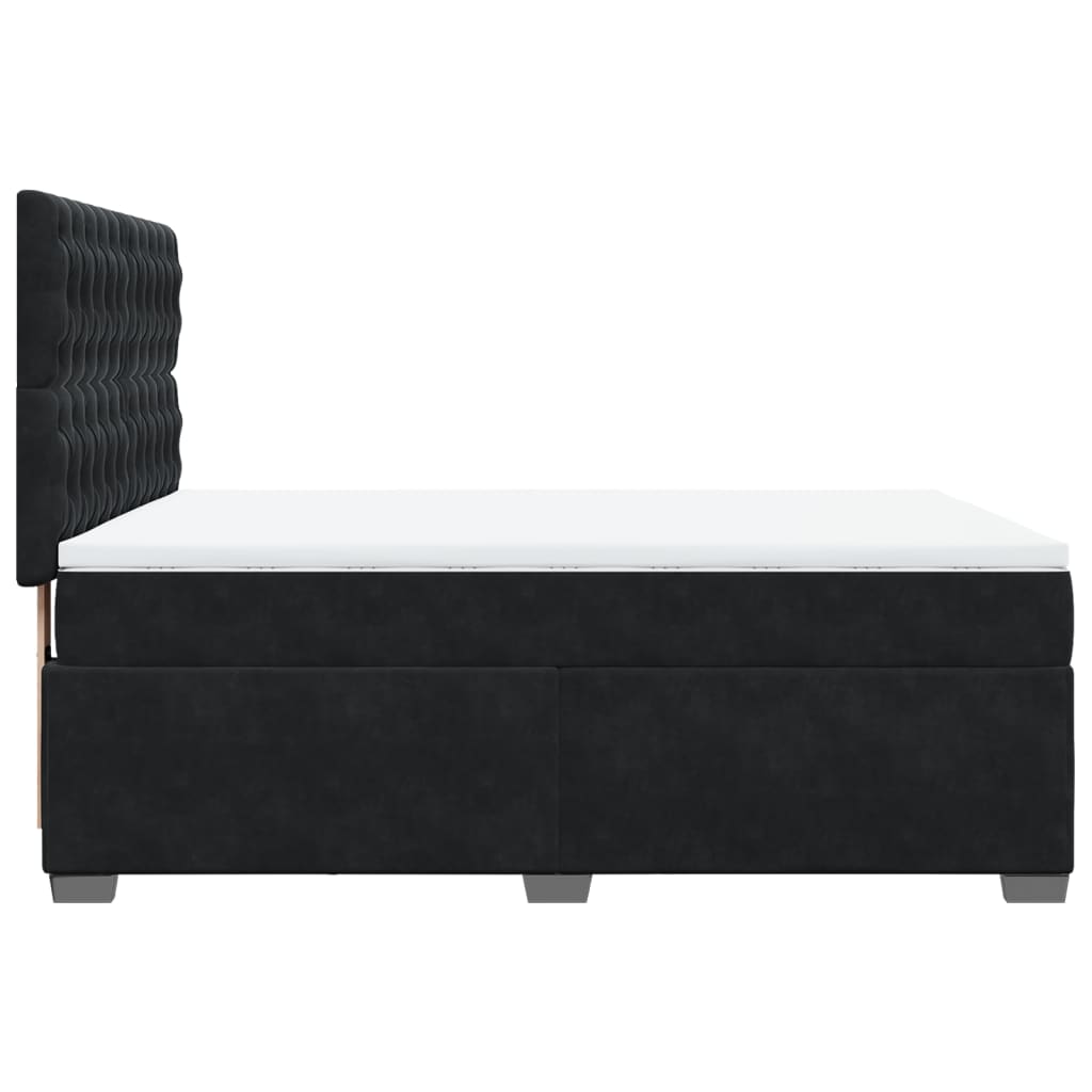 Pat box spring cu saltea, negru, 140x200 cm, catifea GartenMobel Dekor