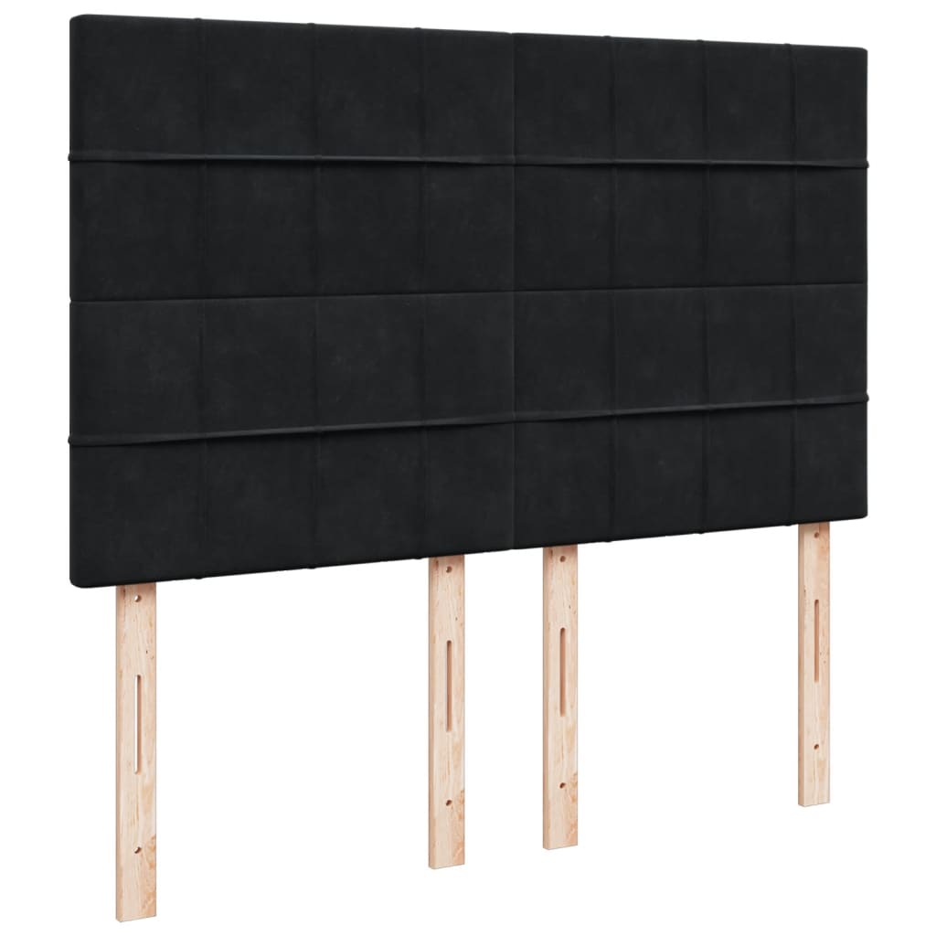 Pat box spring cu saltea, negru, 140x200 cm, catifea GartenMobel Dekor