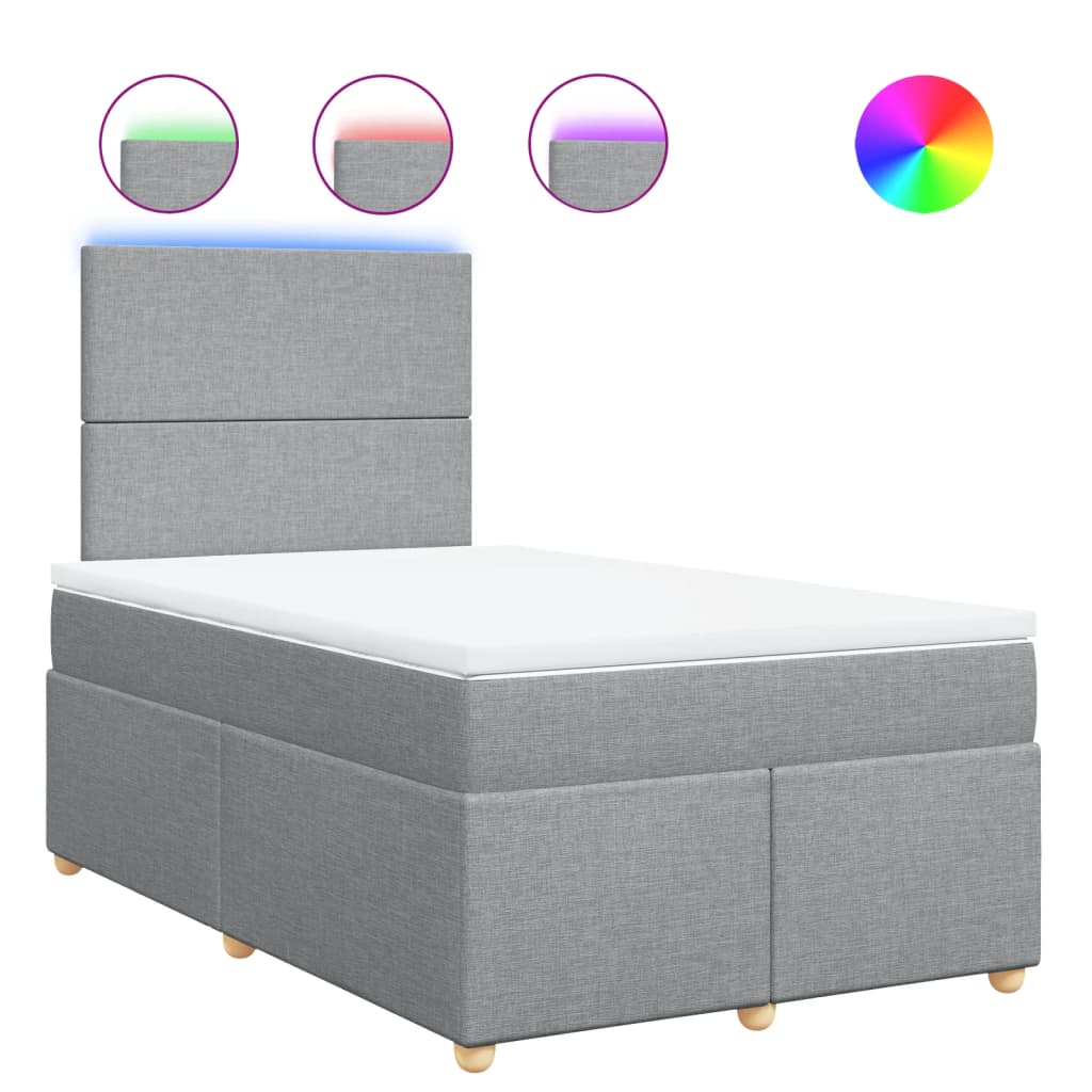 Pat continental cu saltea, gri deschis, 120x200 cm, textil GartenMobel Dekor