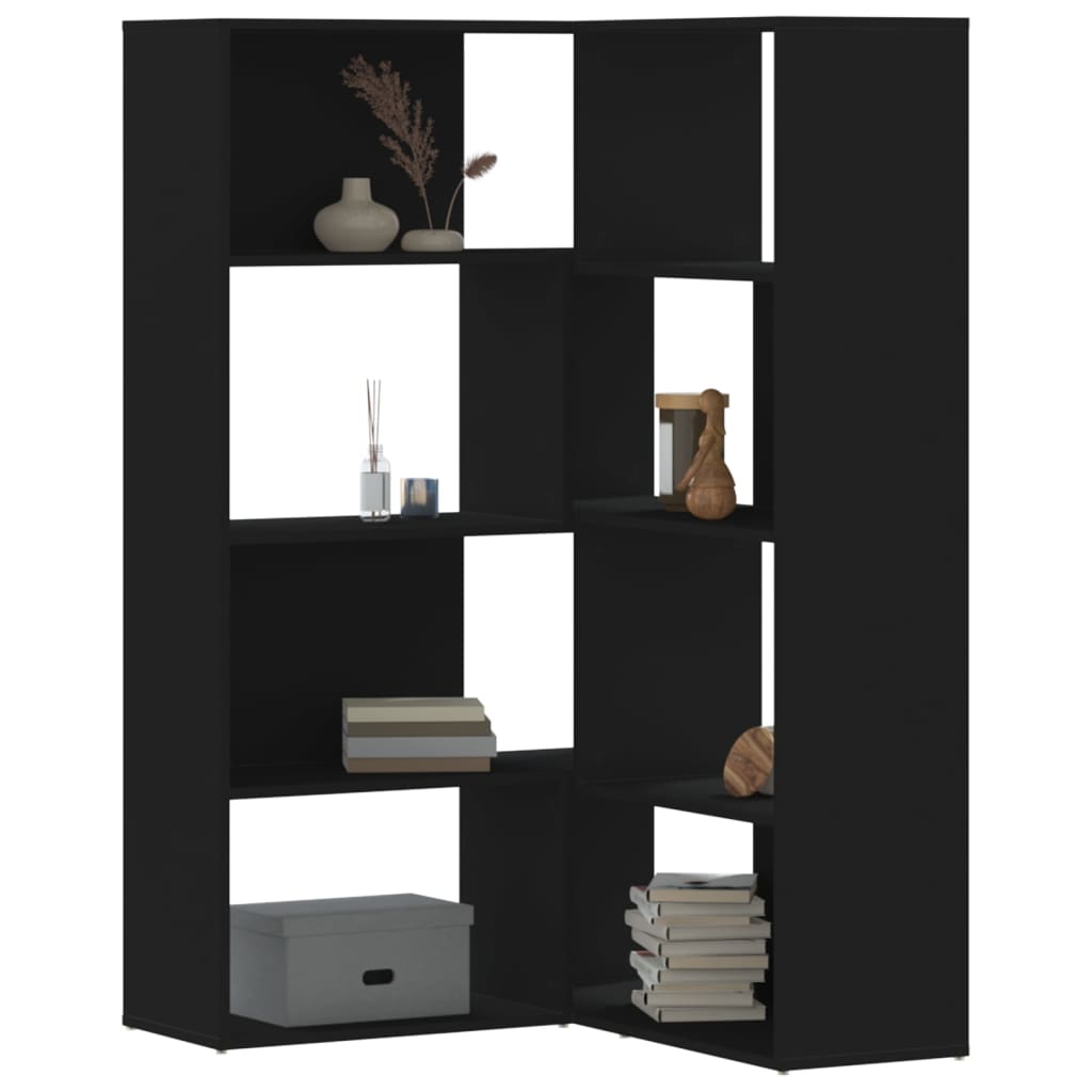 Bibliotecă 4 niveluri, negru, 85x85x140 cm, lemn prelucrat GartenMobel Dekor
