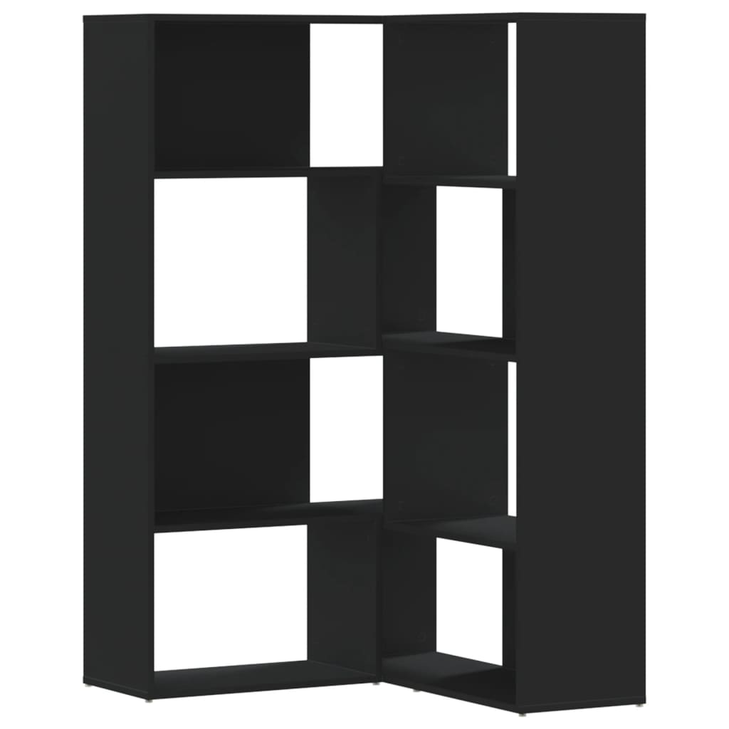 Bibliotecă 4 niveluri, negru, 85x85x140 cm, lemn prelucrat GartenMobel Dekor