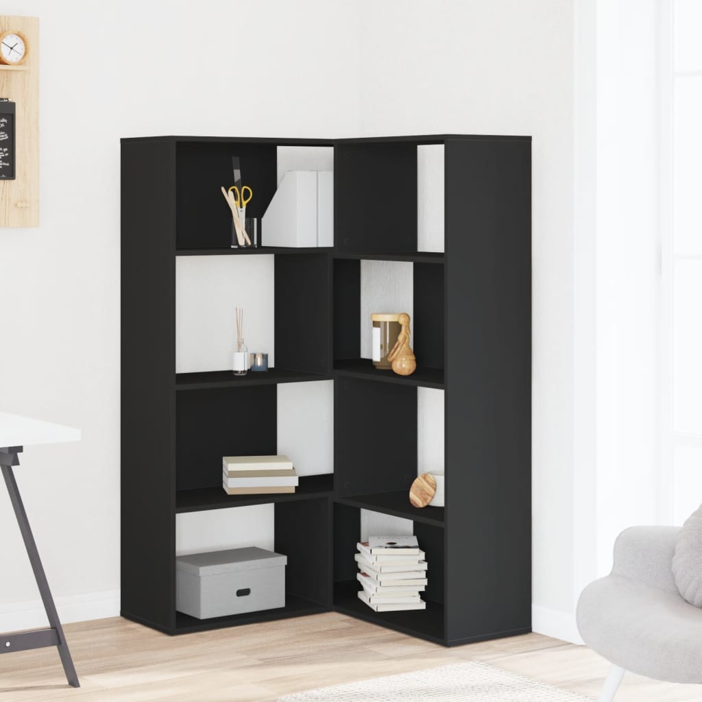 Bibliotecă 4 niveluri, negru, 85x85x140 cm, lemn prelucrat GartenMobel Dekor