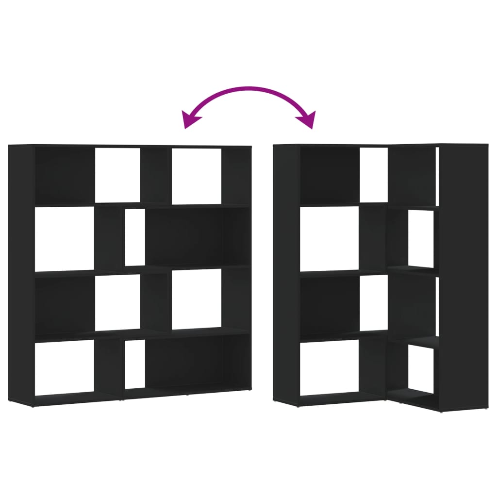 Bibliotecă 4 niveluri, negru, 85x85x140 cm, lemn prelucrat GartenMobel Dekor