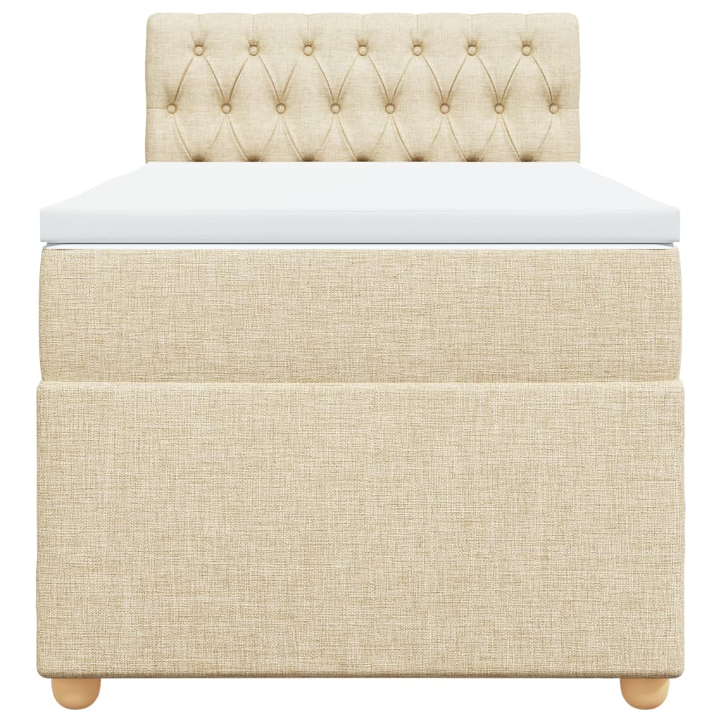 Pat box spring cu saltea, crem, 100x200 cm, textil GartenMobel Dekor