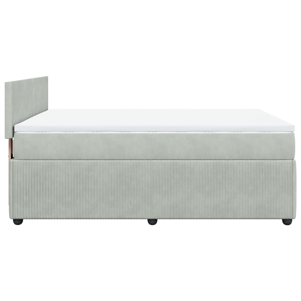 Pat box spring cu saltea, gri deschis, 140x190 cm, catifea GartenMobel Dekor