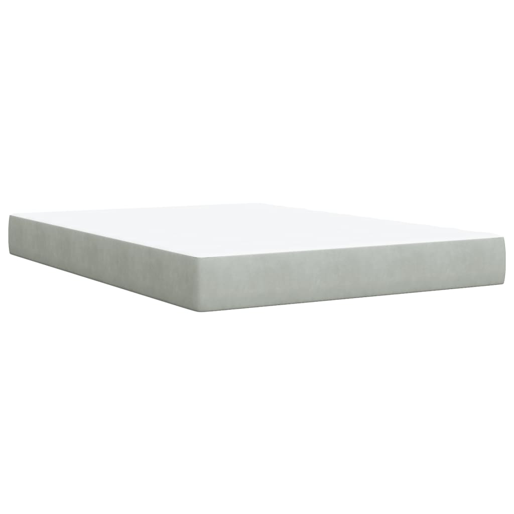 Pat box spring cu saltea, gri deschis, 160x200 cm, catifea GartenMobel Dekor