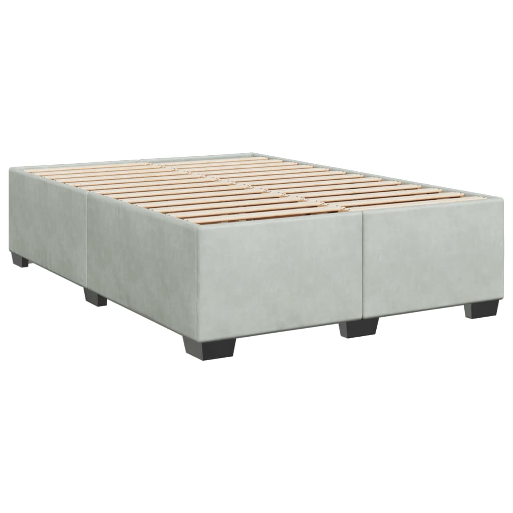 Pat box spring cu saltea, gri deschis, 160x200 cm, catifea GartenMobel Dekor
