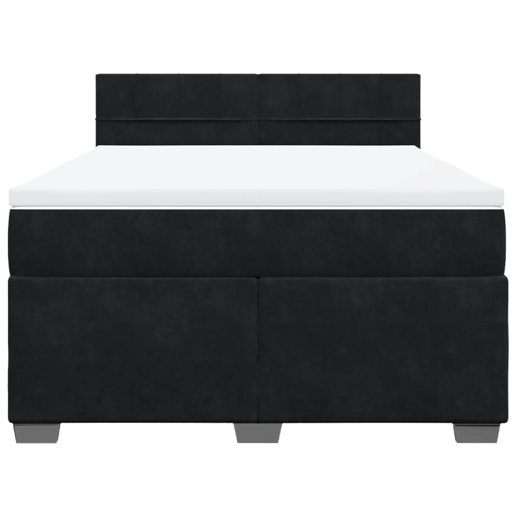 Pat box spring cu saltea, negru, 160x200 cm, catifea GartenMobel Dekor