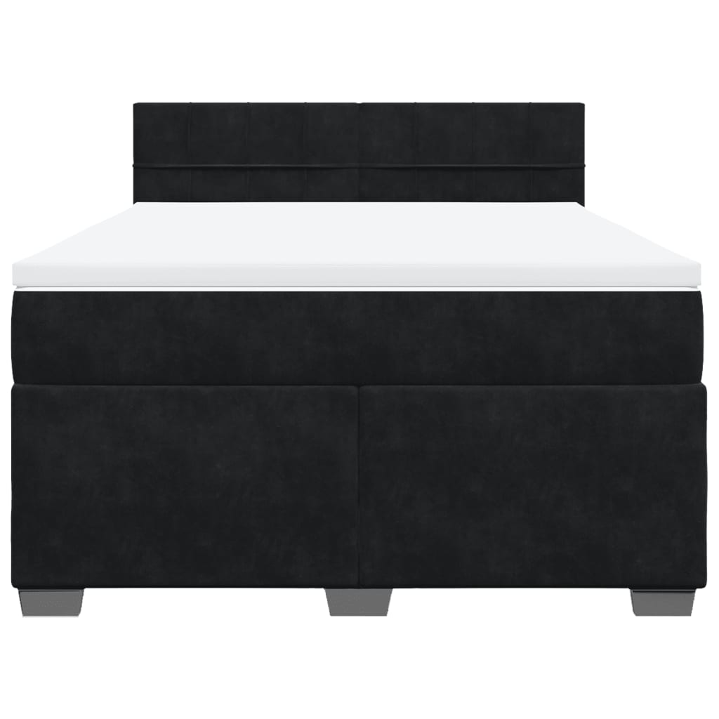 Pat box spring cu saltea, negru, 160x200 cm, catifea GartenMobel Dekor