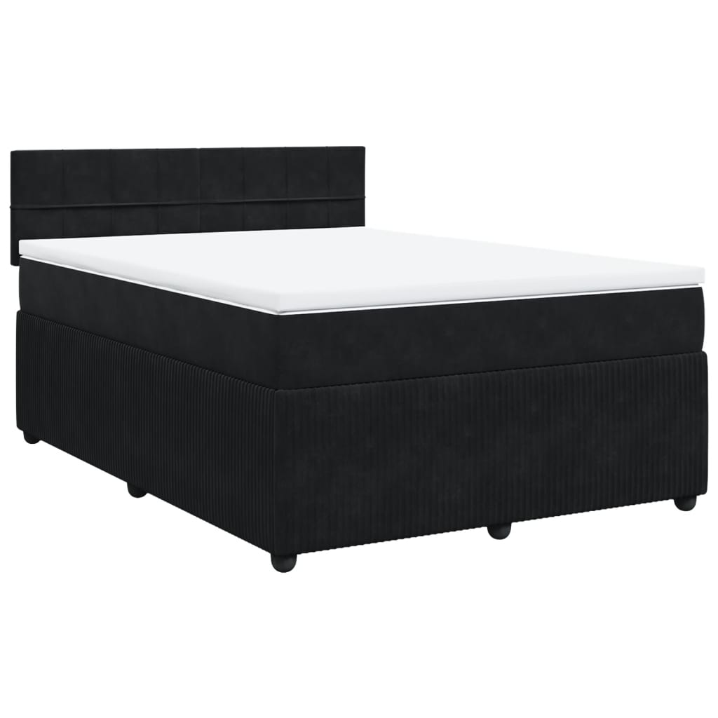 Pat box spring cu saltea, negru, 160x200 cm, catifea GartenMobel Dekor