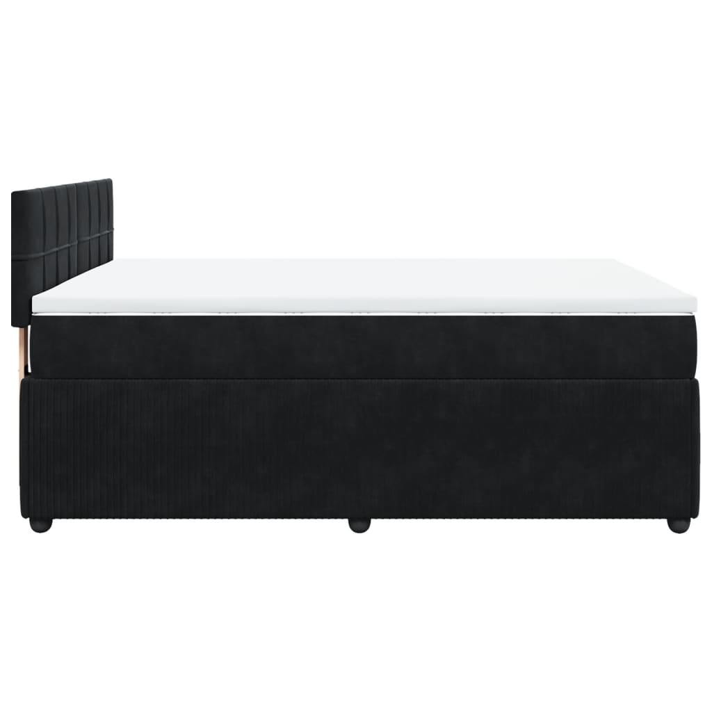 Pat box spring cu saltea, negru, 160x200 cm, catifea GartenMobel Dekor