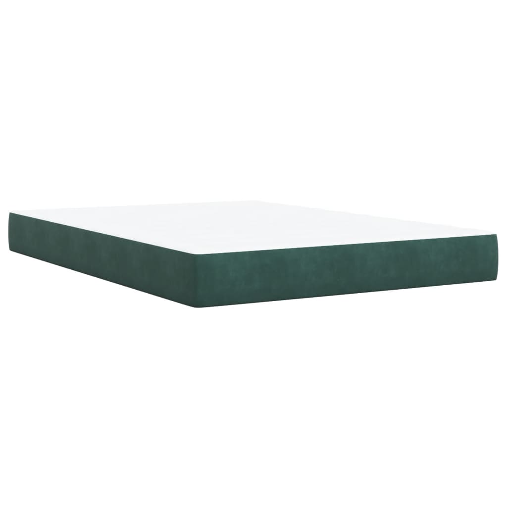 Pat box spring cu saltea, verde închis, 160x200 cm, catifea GartenMobel Dekor