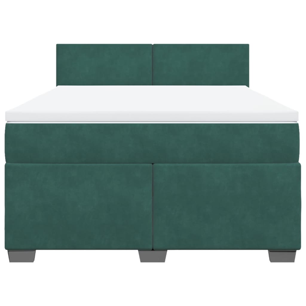 Pat box spring cu saltea, verde închis, 160x200 cm, catifea GartenMobel Dekor