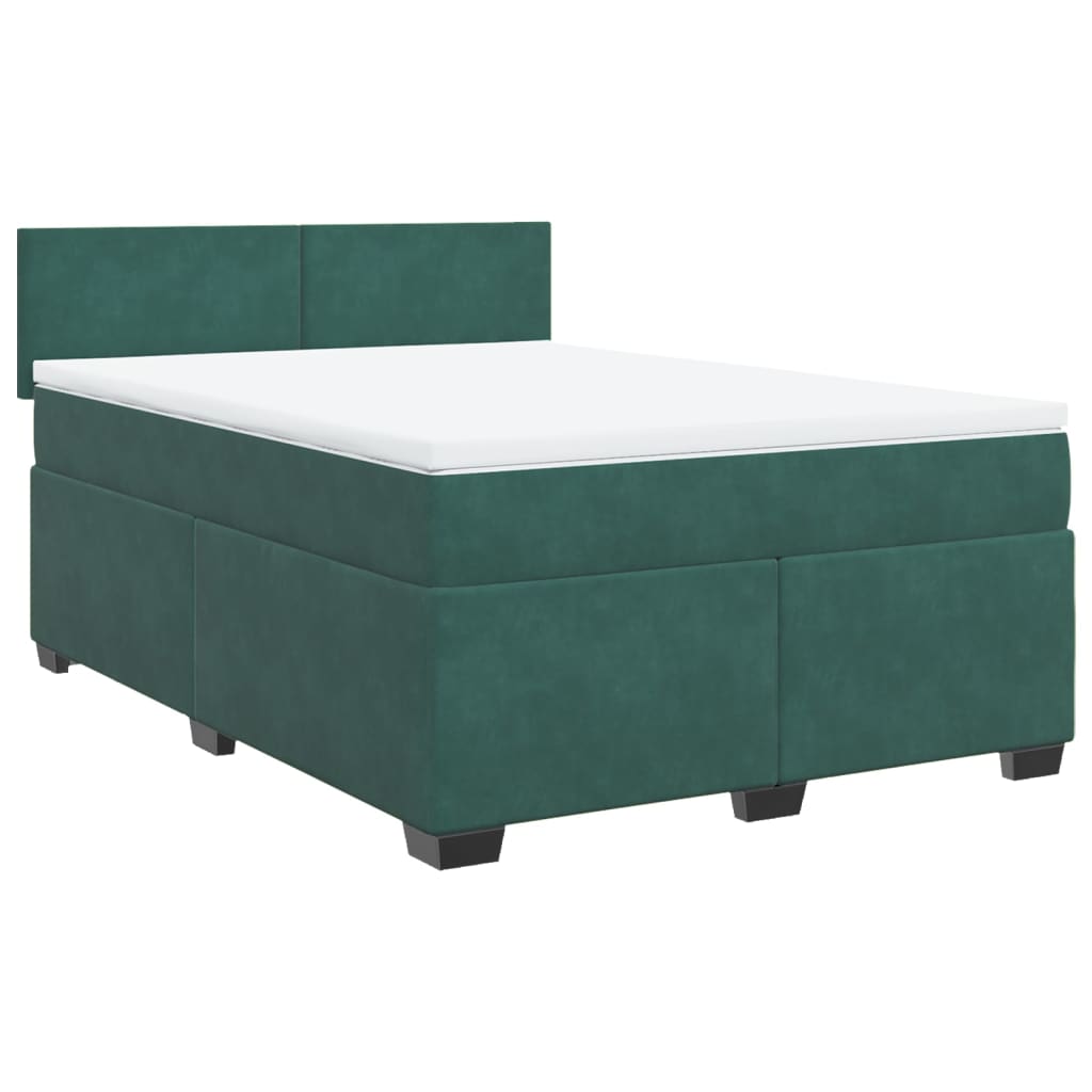 Pat box spring cu saltea, verde închis, 160x200 cm, catifea GartenMobel Dekor