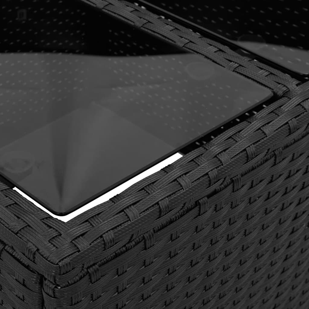 Set canapea de grădină 2 piese cu perne negru sticlă/poliratan GartenMobel Dekor