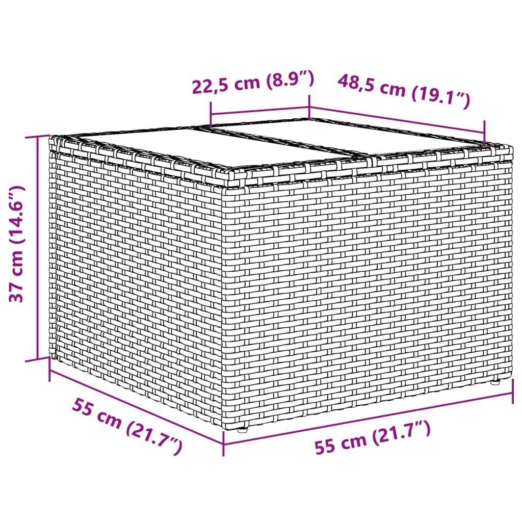 Set canapea de grădină 2 piese cu perne negru sticlă/poliratan GartenMobel Dekor