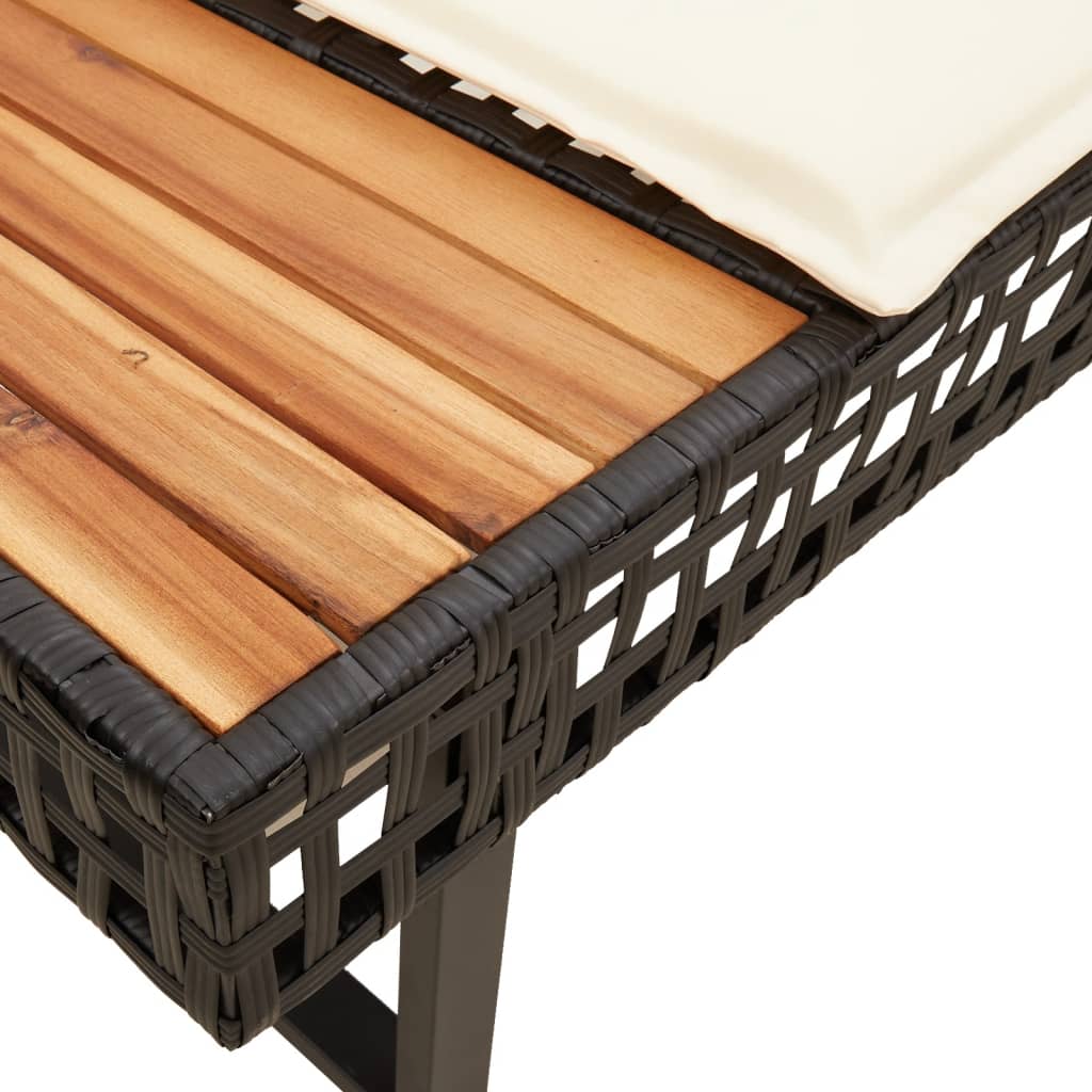 Set canapea grădină 2 piese perne negru poliratan/lemn acacia GartenMobel Dekor