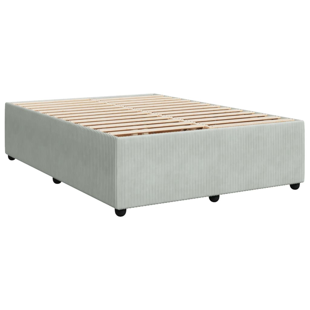 Pat box spring cu saltea, gri deschis, 140x200 cm, catifea GartenMobel Dekor