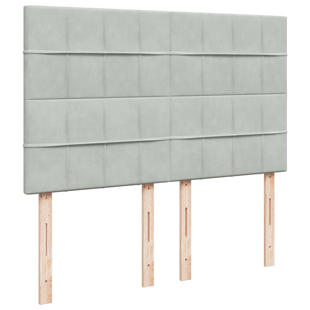Pat box spring cu saltea, gri deschis, 140x200 cm, catifea GartenMobel Dekor