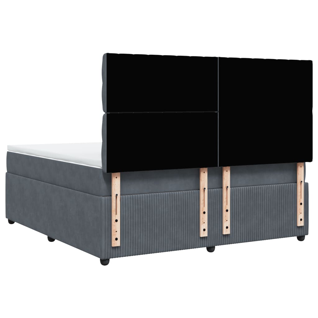 Pat box spring cu saltea, gri închis, 180x200 cm, catifea GartenMobel Dekor